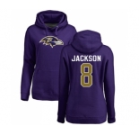 NFL Women's Nike Baltimore Ravens #8 Lamar Jackson Purple Name & Number Logo Pullover Hoodie