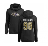 NFL Women's Nike Baltimore Ravens #98 Brandon Williams Black Name & Number Logo Pullover Hoodie