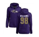 NFL Women's Nike Baltimore Ravens #98 Brandon Williams Purple Name & Number Logo Pullover Hoodie