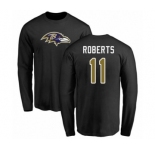 Football Baltimore Ravens #11 Seth Roberts Black Name & Number Logo Long Sleeve T-Shirt
