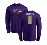 Football Baltimore Ravens #11 Seth Roberts Purple Name & Number Logo Long Sleeve T-Shirt