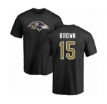 Football Baltimore Ravens #15 Marquise Brown Black Name & Number Logo T-Shirt