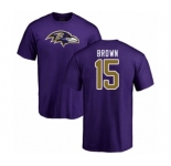 Football Baltimore Ravens #15 Marquise Brown Purple Name & Number Logo T-Shirt