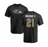 Football Baltimore Ravens #21 Mark Ingram II Black Name & Number Logo T-Shirt
