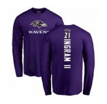 Football Baltimore Ravens #21 Mark Ingram II Purple Backer Long Sleeve T-Shirt
