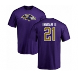 Football Baltimore Ravens #21 Mark Ingram II Purple Name & Number Logo T-Shirt