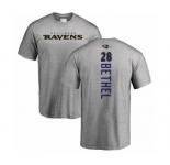 Football Baltimore Ravens #28 Justin Bethel Ash Backer T-Shirt