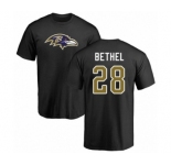 Football Baltimore Ravens #28 Justin Bethel Black Name & Number Logo T-Shirt