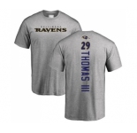 Football Baltimore Ravens #29 Earl Thomas III Ash Backer T-Shirt