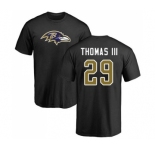 Football Baltimore Ravens #29 Earl Thomas III Black Name & Number Logo T-Shirt