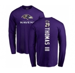 Football Baltimore Ravens #29 Earl Thomas III Purple Backer Long Sleeve T-Shirt