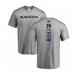 Football Baltimore Ravens #39 Tyler Ervin Ash Backer T-Shirt