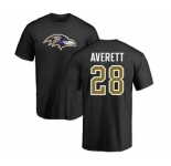 NFL Nike Baltimore Ravens #28 Anthony Averett Black Name & Number Logo T-Shirt