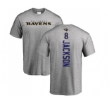 NFL Nike Baltimore Ravens #8 Lamar Jackson Ash Backer T-Shirt