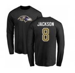 NFL Nike Baltimore Ravens #8 Lamar Jackson Black Name & Number Logo Long Sleeve T-Shirt