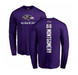 NFL Nike Baltimore Ravens #88 Ty Montgomery Purple Backer Long Sleeve T-Shirt