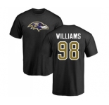 NFL Nike Baltimore Ravens #98 Brandon Williams Black Name & Number Logo T-Shirt