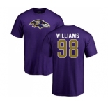 NFL Nike Baltimore Ravens #98 Brandon Williams Purple Name & Number Logo T-Shirt