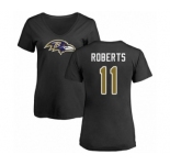 Football Women's Baltimore Ravens #11 Seth Roberts Black Name & Number Logo T-Shirt