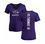 Football Women's Baltimore Ravens #29 Earl Thomas III Purple Backer T-Shirt