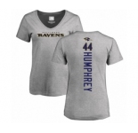 Football Women's Baltimore Ravens #44 Marlon Humphrey Ash Backer V-Neck T-Shirt