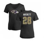 NFL Women's Nike Baltimore Ravens #28 Anthony Averett Black Name & Number Logo T-Shirt