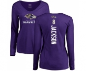 NFL Women's Nike Baltimore Ravens #8 Lamar Jackson Purple Backer Long Sleeve T-Shirt