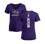 NFL Women's Nike Baltimore Ravens #8 Lamar Jackson Purple Backer T-Shirt