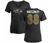 NFL Women's Nike Baltimore Ravens #88 Ty Montgomery Black Name & Number Logo T-Shirt