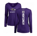 NFL Women's Nike Baltimore Ravens #88 Ty Montgomery Purple Backer Long Sleeve T-Shirt