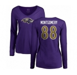NFL Women's Nike Baltimore Ravens #88 Ty Montgomery Purple Name & Number Logo Long Sleeve T-Shirt