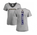 NFL Women's Nike Baltimore Ravens #98 Brandon Williams Ash Backer V-Neck T-Shirt