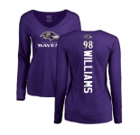 NFL Women's Nike Baltimore Ravens #98 Brandon Williams Purple Backer Long Sleeve T-Shirt