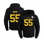 Football Men's Pittsburgh Steelers #55 Devin Bush Black(Gold No.) Name & Number Pullover Hoodie