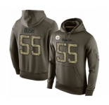 Football Men's Pittsburgh Steelers #55 Devin Bush Green Salute To Service Pullover Hoodie