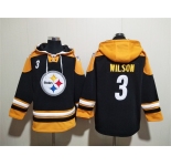 Men's Pittsburgh Steelers #3 Russell Wilson Black Ageless Must-Have Lace-Up Pullover Hoodie