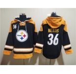 Men's Pittsburgh Steelers #36 Jerome Bettis Black Ageless Must-Have Lace-Up Pullover Hoodie