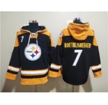 Men's Pittsburgh Steelers #7 Ben Roethlisberger Black Ageless Must-Have Lace-Up Pullover Hoodie
