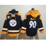 Men's Pittsburgh Steelers #90 T.J. Watt Black Ageless Must-Have Lace-Up Pullover Hoodie