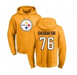Nike Pittsburgh Steelers #76 Chukwuma Okorafor Gold Name & Number Logo Pullover Hoodie