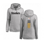 Women's Pittsburgh Steelers #55 Devin Bush Ash Backer Pullover Hoodie