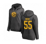 Women's Pittsburgh Steelers #55 Devin Bush Ash One Color Pullover Hoodie