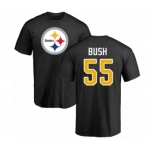 Pittsburgh Steelers #55 Devin Bush Black Name & Number Logo T-Shirt