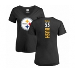 Women's Pittsburgh Steelers #55 Devin Bush Black Backer Slim Fit T-Shirt