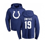 Football Indianapolis Colts #19 Johnny Unitas Royal Blue Name & Number Logo Pullover Hoodie