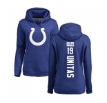 Football Women's Indianapolis Colts #19 Johnny Unitas Royal Blue Backer Pullover Hoodie
