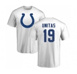Football Indianapolis Colts #19 Johnny Unitas White Name & Number Logo T-Shirt