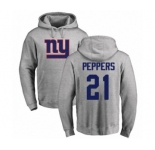 Football New York Giants #21 Jabrill Peppers Ash Name & Number Logo Pullover Hoodie