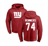 Football New York Giants #74 Mike Remmers Red Name & Number Logo Pullover Hoodie