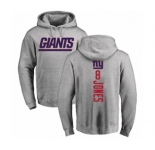Football New York Giants #8 Daniel Jones Ash Backer Pullover Hoodie
